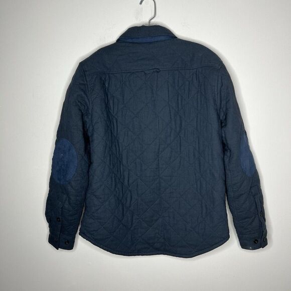 Rainforest Quilted Shirt Jacket Shacket Mens Medium Blue Elbow Patches Outdoors - Picture 7 of 16